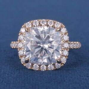 🔥5CT Round Certified Moissanite Engagement Ring Solid 14K Gold Size 6.5